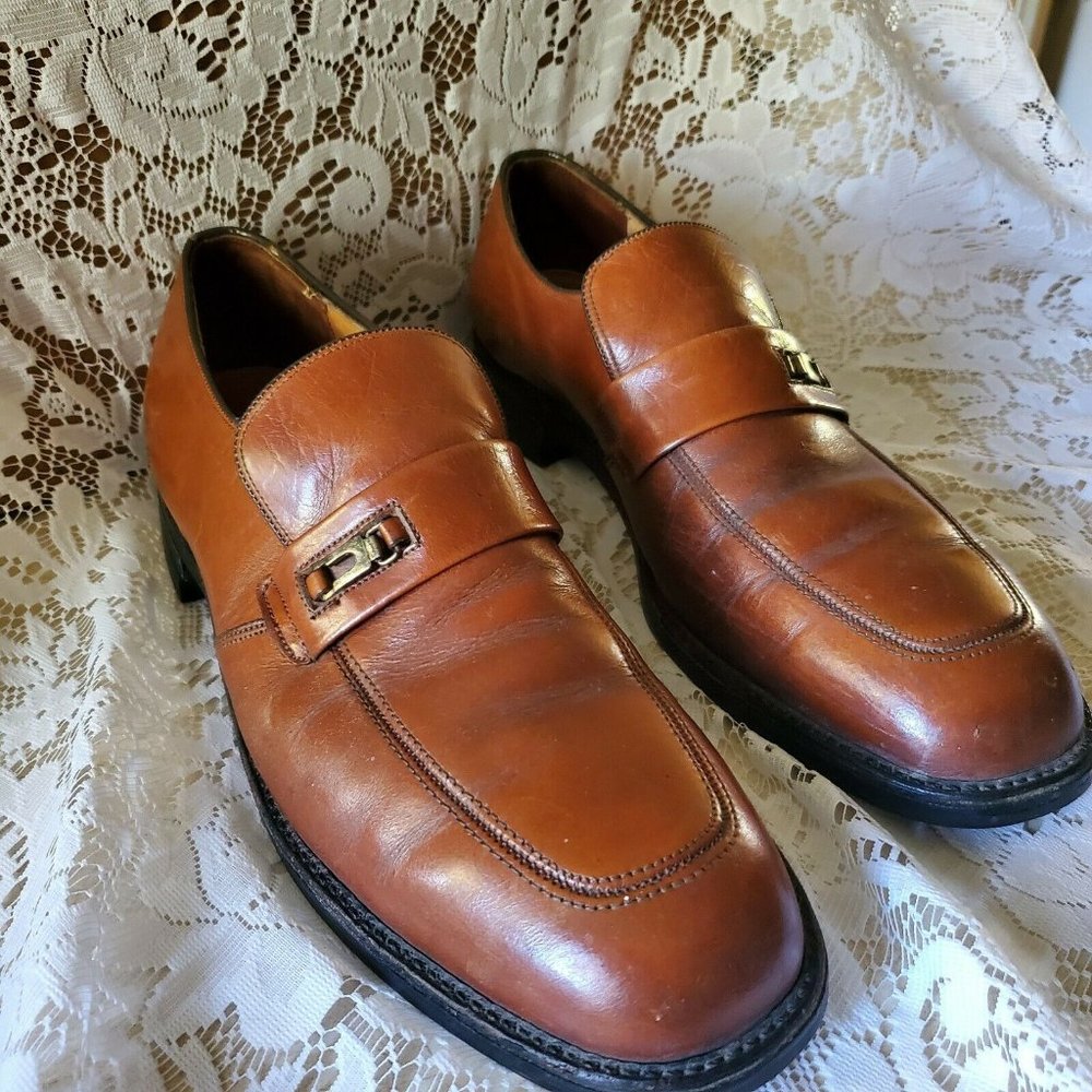 HY-TEST Brown Leather Anchor Flange Strap Safety Work steel toe Shoes Men 10.5B.